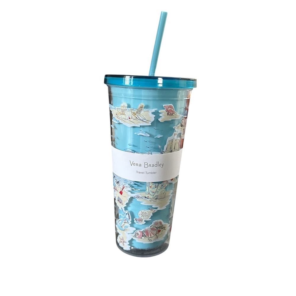 NWT Vera Bradley beach bag - front pocket straw tote and tumbler - Picture 6 of 6